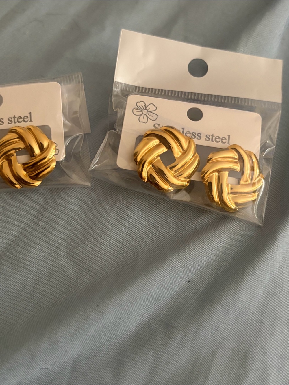 Gold Knot Stud Earrings — Classic Twisted Design